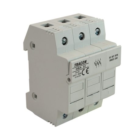 Tracon 32A, 10x38mm; Un=230V/400V HBA-3P-32 Szakaszolókapcsoló-biztosítóhengeres bizt.hoz, maszkolható 5997374200134