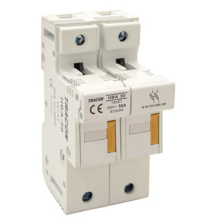 Tracon 50A, 14x51mm; Un=230V/400V HBA-2P-50 Szakaszolókapcsoló-biztosítóhengeres bizt.hoz, maszkolható 5997374200158