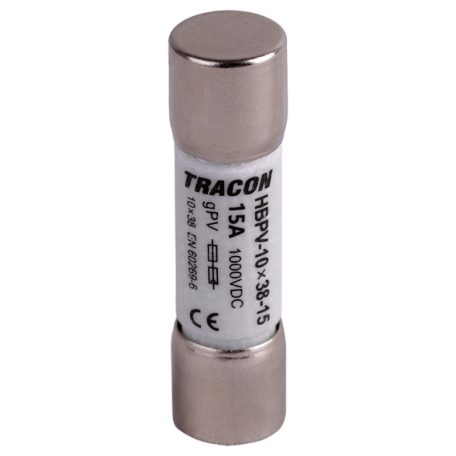 Tracon gPV, 15A,1000VDC,10kA,10x38 HBPV-10X38-15 Hengeres biztosító PV 5997374230933