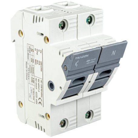 Tracon 50A, 14x51mm, Un=400V/690V, 1P+N right, LED CFBL1P+N50 Szakaszolókapcsoló-biztosító hengeres bizt.hoz, maszkolható 5997374235808