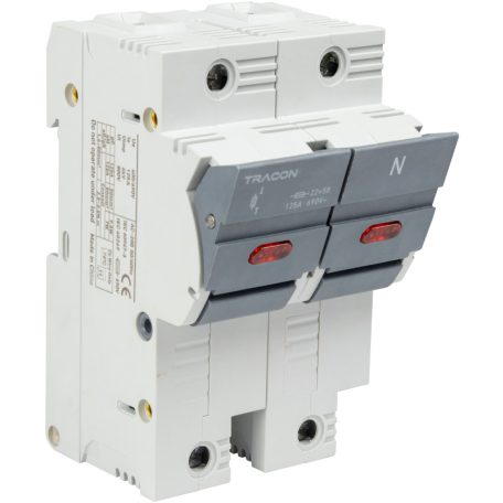 Tracon 100A, 22x58mm, Un=400V/690V, 1P+N right, LED CFBL1P+N100 Szakaszolókapcsoló-biztosító hengeres bizt.hoz, maszkolható 5997374235785
