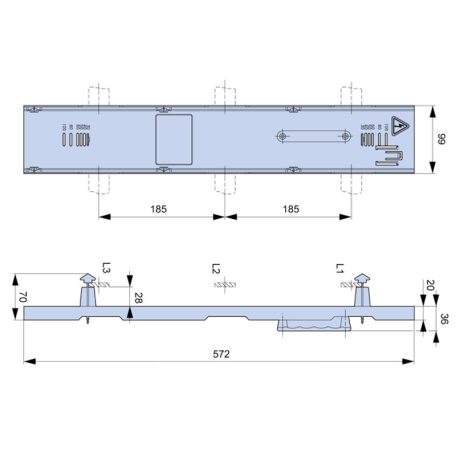 Tracon  H-RF Függőleges síntakaró, füllel,100mm széles,185 mm-rendszerhez 5997374186865