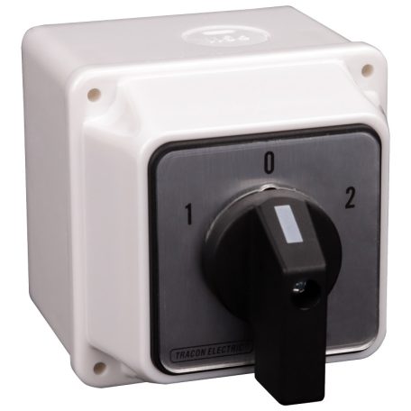 Tracon 400V, 50Hz, 20A, 2×3P, 5,5kW, 48×48mm, 60°, IP44 TKV-206/3T Tokozott választókapcsoló, 1-0-2 5997374141222