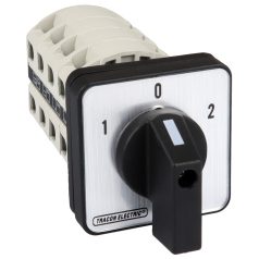   Tracon 400V, 50Hz, 20A, 2×4P, 5,5kW, 48×48mm, 60° TKV-206/4 Választókapcsoló, 1-0-2 5997374141239