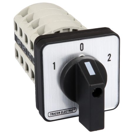 Tracon 400V, 50Hz, 20A, 2×4P, 5,5kW, 48×48mm, 60° TKV-206/4 Választókapcsoló, 1-0-2 5997374141239
