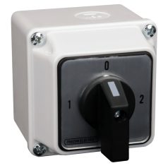   Tracon 400V, 50Hz, 32A, 2×3P, 11kW, 64×64mm, 90°, IP65 TKV-329/3T65 Tokozott választókapcsoló, 1-0-2 5997374157001