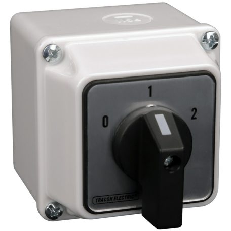 Tracon 400V, 50Hz, 32A, 2×3P, 11kW, 64×64mm, 60°, IP44 TKB-326/3T Tokozott választókapcsoló, 0-1-2 5997374140461