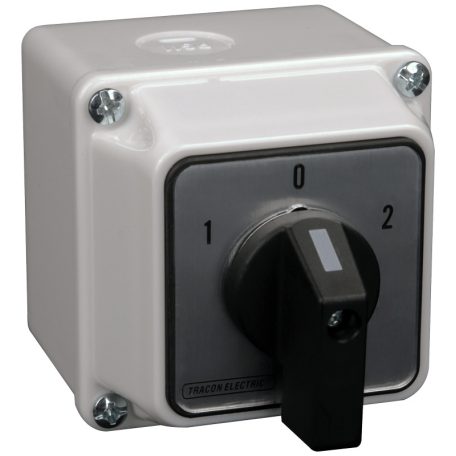 Tracon 400V, 50Hz, 32A, 11kW, 64×64mm, IP44 TKM-32/NT Tokozott közvetlen irányváltó motorkapcsoló, 1-0-2 5997374140959