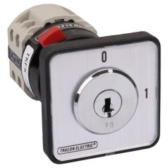   Tracon 400V, 50Hz, 25A, 4P, 7,5kW, 48×48mm TKFK-25 Főkapcsoló, kulcsos, BE-KI (Kulcs 0-állásban vehető ki) 5997374140621