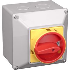   Tracon 400V, 50Hz, 32A, 4P, 11kW, 64×64mm, IP44 TKFL-32T Tokozott főkapcsoló, lakatolható, BE-KI 5997374150071