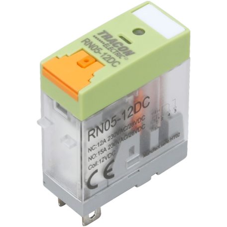Tracon 230V AC / 1×CO (NC: 12A, NO: 15A, 230V AC / 30V DC) RN05-230AC Print relé tesztgombbal és állapotjelzéssel 5997374224031