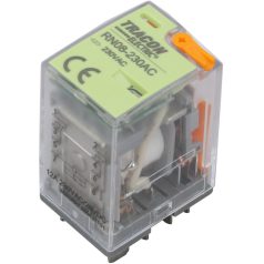   Tracon 12V DC / 2×CO (12A, 230V AC / 28V DC) RN08-12DC Miniatűr teljesítményrelé tesztgombbal és állapotjelzéssel 5997374224093