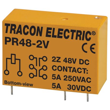 Tracon 48V DC / 2×CO (5A, 230V AC / 30V DC) PR48-2V Print relé 5997374136266