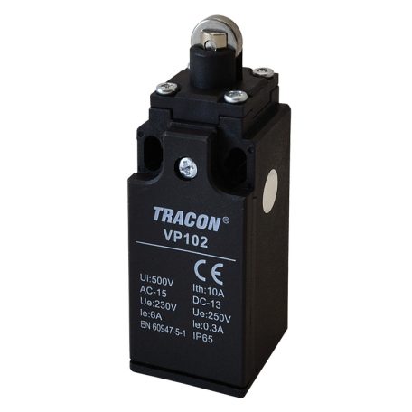 Tracon 1xNO+1xNC, 6A/230V AC-15, 0,3A/250V DC-13, IP65 VP102 Helyzetkapcsoló, görgős 5997374111119