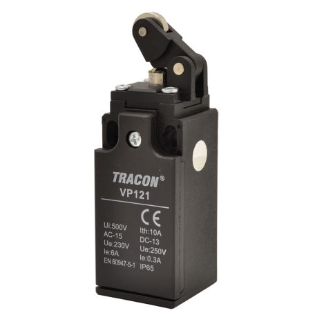Tracon 1xNO+1xNC, 6A/230V AC-15, 0,3A/250V DC-13, IP65 VP121 Helyzetkapcsoló, karos-görgős 5997374111157