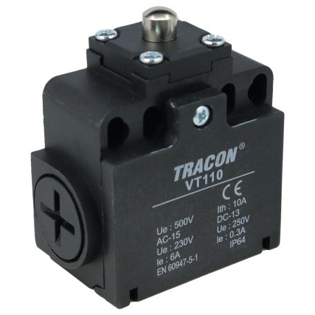 Tracon 1xNO+1xNC, 6A/230V AC-15, 0,3A/250V DC-13, IP65 VT110 Helyzetkapcsoló, kúpos-ütközős 5997374111195