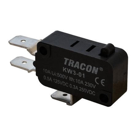Tracon 1×CO 10A/230VAC, 0,3A/250VDC, 6,3x0,8 mm, IP00 KW3-01 Helyzetkapcsoló, mikro, ütközős 5997374131971