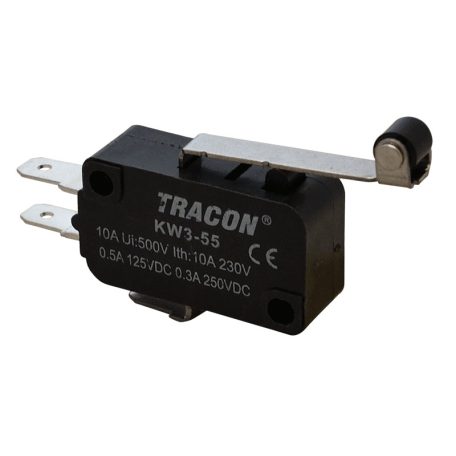 Tracon 1×CO 10A/230VAC, 0,3A/250VDC, 28mm, 4,8x0,5 mm, IP00 KW3-55 Helyzetkapcsoló, mikro, karos-görgős 5997374132084