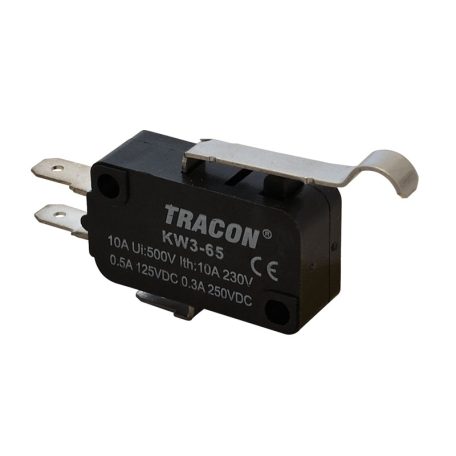 Tracon 1×CO 10A/230VAC, 0,3A/250VDC, 28mm, 4,8x0,5 mm, IP00 KW3-65 Helyzetkapcsoló, mikro, íves-rugószár 5997374132107