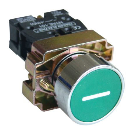Tracon 1×NO, 3A/240V AC, IP44 NYGBA3311ZT Tokozott jelölt nyomógomb, fémalapra szer., zöld, (fehér I) 5997374157841
