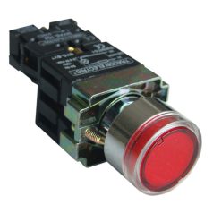   Tracon 1×NC, 3A/230V AC, 130V, IP44 NYGBW3471PT Tok.világító nyomógomb, fémalap,előtét,piros,glim,izzó nélk. 5997374157940