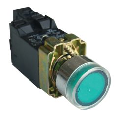   Tracon 1×NO, 3A/230V AC, 6V, IP42 NYGBW3341Z Világító nyomógomb, fémalap, trafóval, zöld, glim, izzó nélk 5997374134873