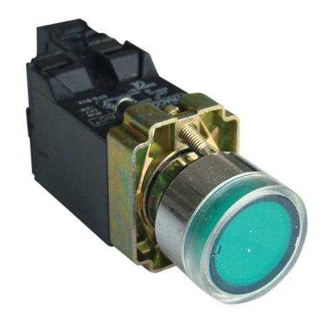 Tracon 1×NO, 3A/230V AC, 6V, IP42 NYGBW3341Z Világító nyomógomb, fémalap, trafóval, zöld, glim, izzó nélk 5997374134873