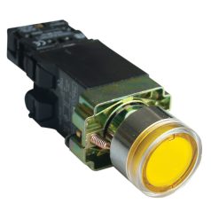   Tracon 1×NO, 3A/400V AC, 6V, IP42 NYGBW3551S Világító nyomógomb, fémalap, trafóval,sárga,glim,izzó nélk. 5997374134989