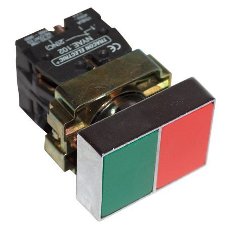 Tracon 1×NC+1×NO, 3A/400V AC, IP42 NYKK8325 Kettős BE-KI nyomógomb, fémalapra szerelt, zöld+piros 5997374125598