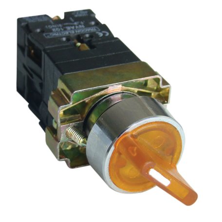 Tracon 1×NC+1×NO, 3A/400V AC, IP42 NYGBK2565S Világítókaros kapcsoló, fémalap, sárga,LED, kétáll., izzó n. 5997374134491