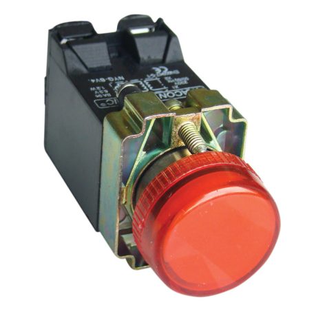 Tracon 3A/230V AC, IP44, NYGI6 NYGBV44PT Tokozott jelzőlámpa, fémalap, piros, trafóval, izzó nélk. 5997374158619
