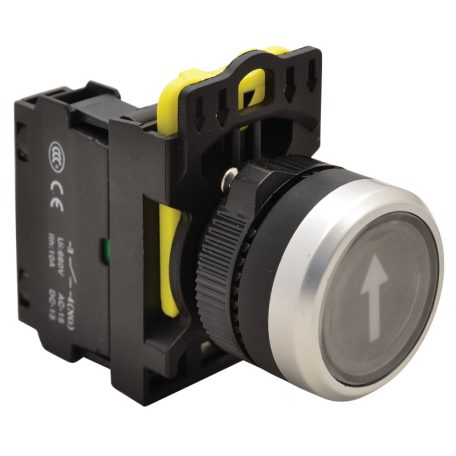 Tracon 1×NO, 5A/230V AC-15, IP65 NYG3-P4 Jelölt nyomógomb, fekete, (fehér nyíl) 5997374204675