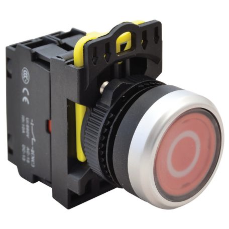 Tracon 1×NC, 5A/230V AC-15, IP65, LED 230V AC/DC NYG3-P2L Jelölt, világító nyomógomb, piros, (fehér 0) 5997374204774