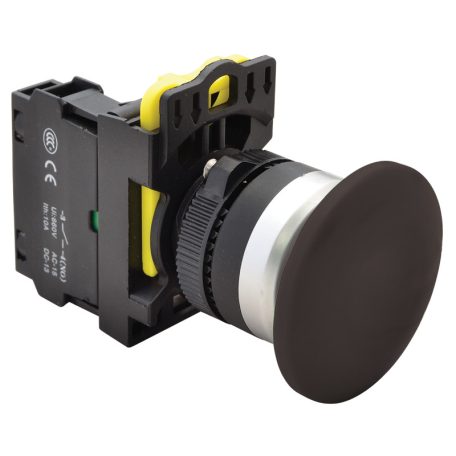 Tracon 1×NO, 5A/230V AC-15, 40mm, IP65 NYG3-MBK Gombafejű nyomógomb, fekete 5997374204828