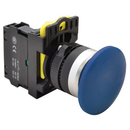 Tracon 1×NO, 5A/230V AC-15, 40mm, IP65 NYG3-MB Gombafejű nyomógomb, kék 5997374204859