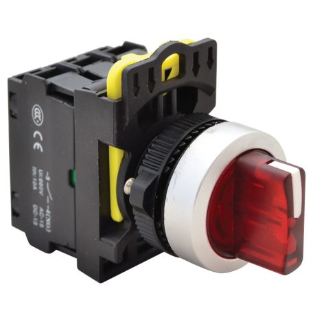 Tracon 1×NO+1×NC, 5A/230V AC-15, IP65, LED 230V AC/DC NYK3-SL34R Világítókaros kapcsoló, piros,LED, háromállású, rugóvissza 5997374205030