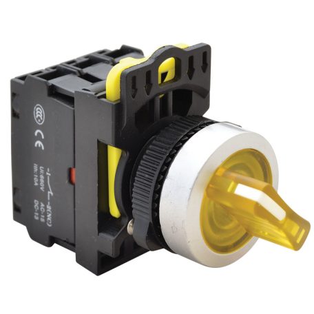 Tracon 1×NO+1×NC, 5A/230V AC-15, IP65, LED 230V AC/DC NYK3-SL21Y Világítókaros kapcsoló, sárga,LED, kétállású 5997374205092