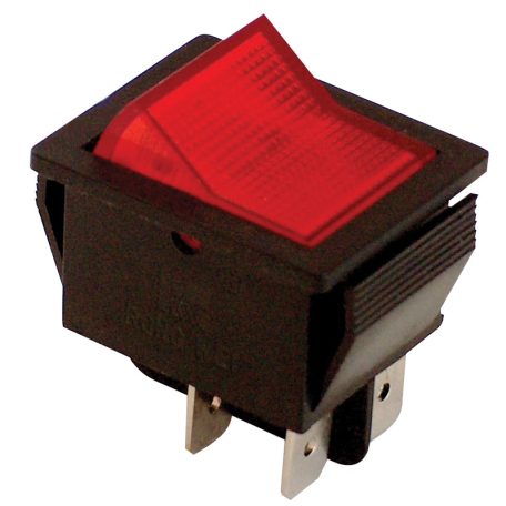 Tracon 16(6)A, 250V AC TES-41 Készülékkapcsoló, BE-KI, 2-pólus, piros, világító raszter 5997374138321