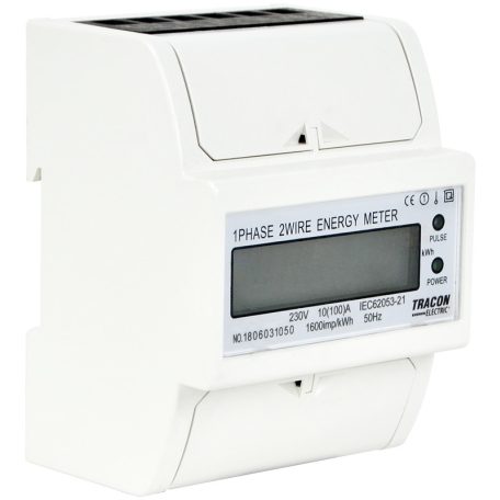 Tracon 230VAC / 10(100)A TVOF14 LCD kijelzésű fogyasztásmérő,közvetlen, 1 fázisú, 4 modul 5997374215343
