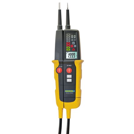 Tracon 12-1000V AC/DC, 30mA FI‐Test PANMV-1000AD 2 pólusú feszültségvizsgáló ésAVK teszter, LED LCD kijelző 5997374222112