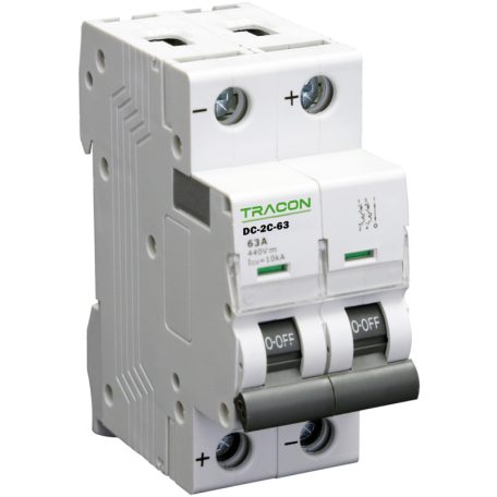 Tracon 10A, 440V DC DC-2C-10 Egyenáramú kismegszakító PV rendszerekhez, 2 pólus, C kar. 5997374187671