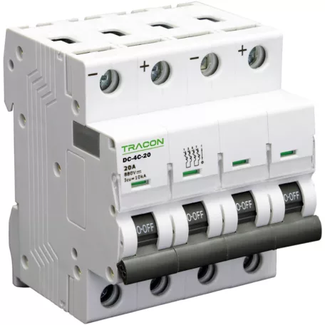 Tracon 40A, 880V DC DC-4C-40 Egyenáramú kismegszakító PV rendszerekhez, 4 pólus, C kar. 5997374187930