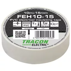   Tracon 10m×15mm, PVC, 0-90°C, 40kV/mm FEH10-15 Szigetelőszalag, fehér 5997374119535