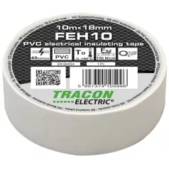   Tracon 10m×18mm, PVC, 0-90°C, 40kV/mm FEH10 Szigetelőszalag, fehér 5997374105996