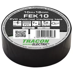   Tracon 10m×18mm, PVC, 0-90°C, 40kV/mm FEK10 Szigetelőszalag, fekete 5997374105965