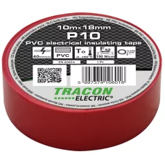   Tracon 10m×18mm, PVC, 0-90°C, 40kV/mm P10 Szigetelőszalag, piros 5997374106016