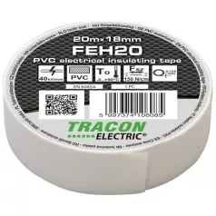   Tracon 20m×18mm, PVC, 0-90°C, 40kV/mm FEH20 Szigetelőszalag, fehér 5997374106085