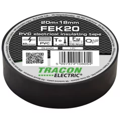   Tracon 20m×18mm, PVC, 0-90°C, 40kV/mm FEK20 Szigetelőszalag, fekete 5997374106054