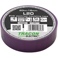   Tracon 20m×18mm, PVC, 0-90°C, 40kV/mm L20 Szigetelőszalag, lila 5997374106962