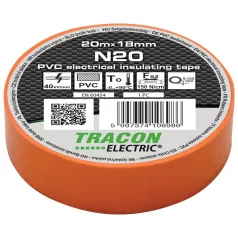   Tracon 20m×18mm, PVC, 0-90°C, 40kV/mm N20 Szigetelőszalag, narancs 5997374106986